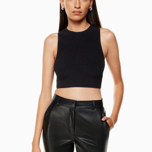 Aritzia | Babaton | Size S | Sculpt Knit Racer Cropped Tank in Black - Picture 2 of 9